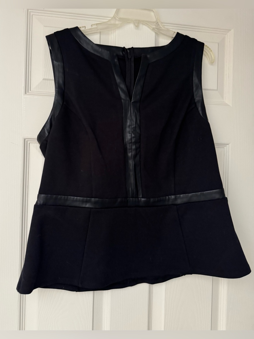 7th Ave. Design Studio Black Sleeveless Faux Leather Peplum Top / Size XL NWT